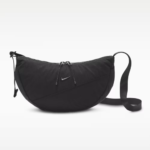 Nike AURA practical crescent-shaped crossbody bag for summer storage with zippered pockets and adjustable shoulder strap-Black/Black/Gunmetal