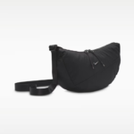 Nike AURA practical crescent-shaped crossbody bag for summer storage with zippered pockets and adjustable shoulder strap-Black/Black/Gunmetal