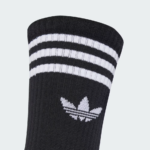 Adidas 3-Stripes Crew Socks 3 Pairs, Unisex Cushioned Sports Socks, Everyday Comfort Fit, Gym & Casual Streetwear Essentials, Trending UK TikTok Style,Black 3Pairs