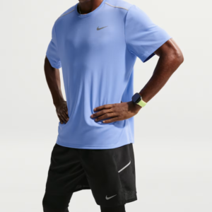 Nike Men’s Dri-FIT Quick Dry Short Sleeve Running Top Breathable Sports T-Shirt for Gym Training & Fitness Royal Blue