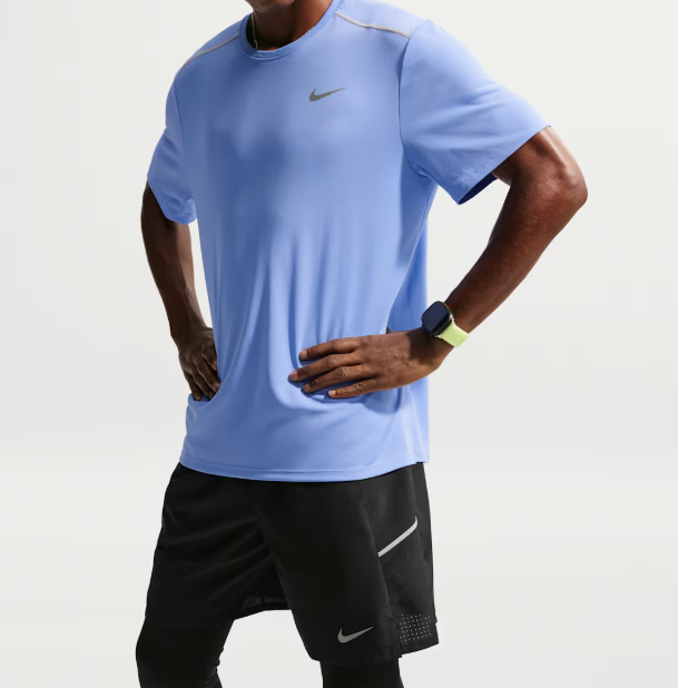 Nike Men’s Dri-FIT Quick Dry Short Sleeve Running Top Breathable Sports T-Shirt for Gym Training & Fitness Royal Blue
