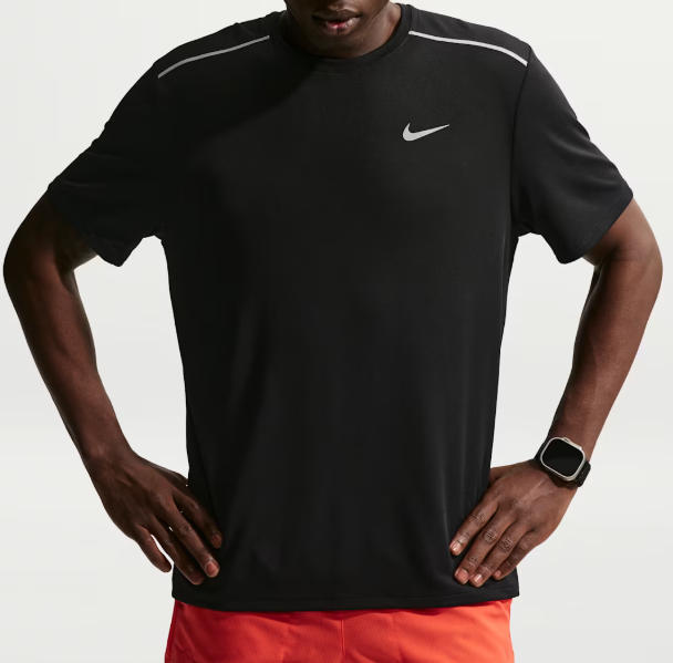 Nike Men’s Dri-FIT Quick Dry Short Sleeve Running Top Breathable Sports T-Shirt for Gym Training & Fitness Black
