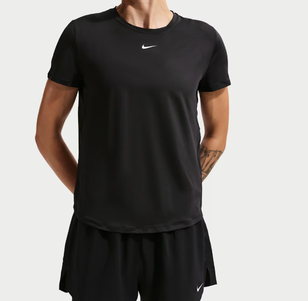 Nike Women's Dri-FIT Quick Dry Short Sleeve Running Top Breathable Sports T-Shirt for Gym Training & Fitness Black