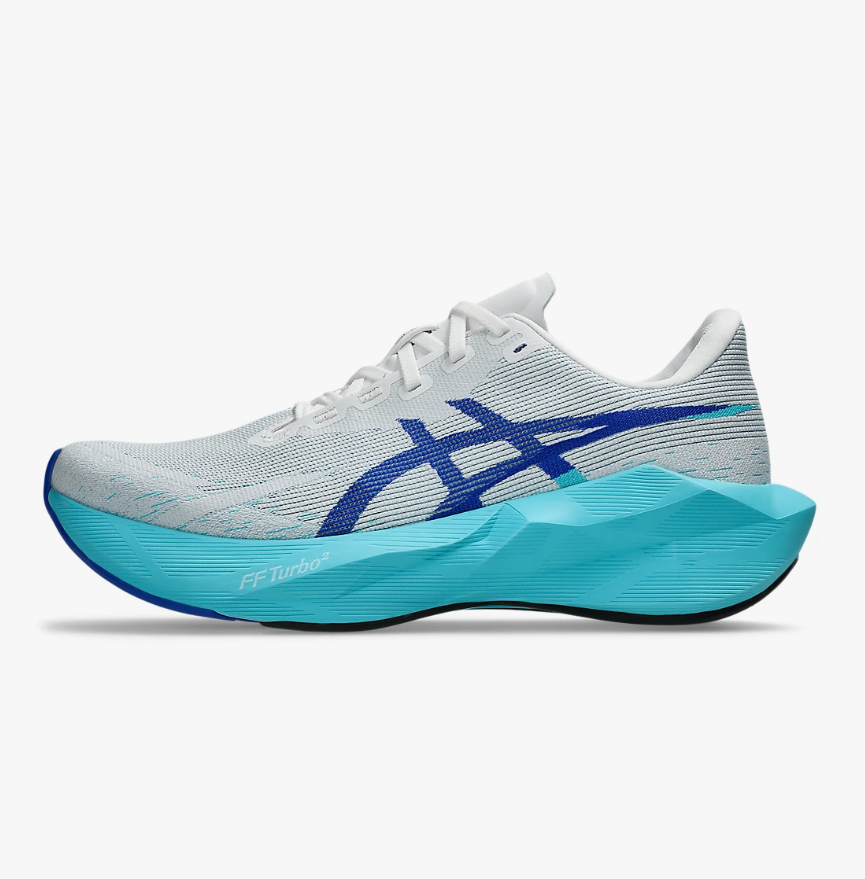 Asics Men‘s running shoes NOVABLAST 6 White/Energy Aqua