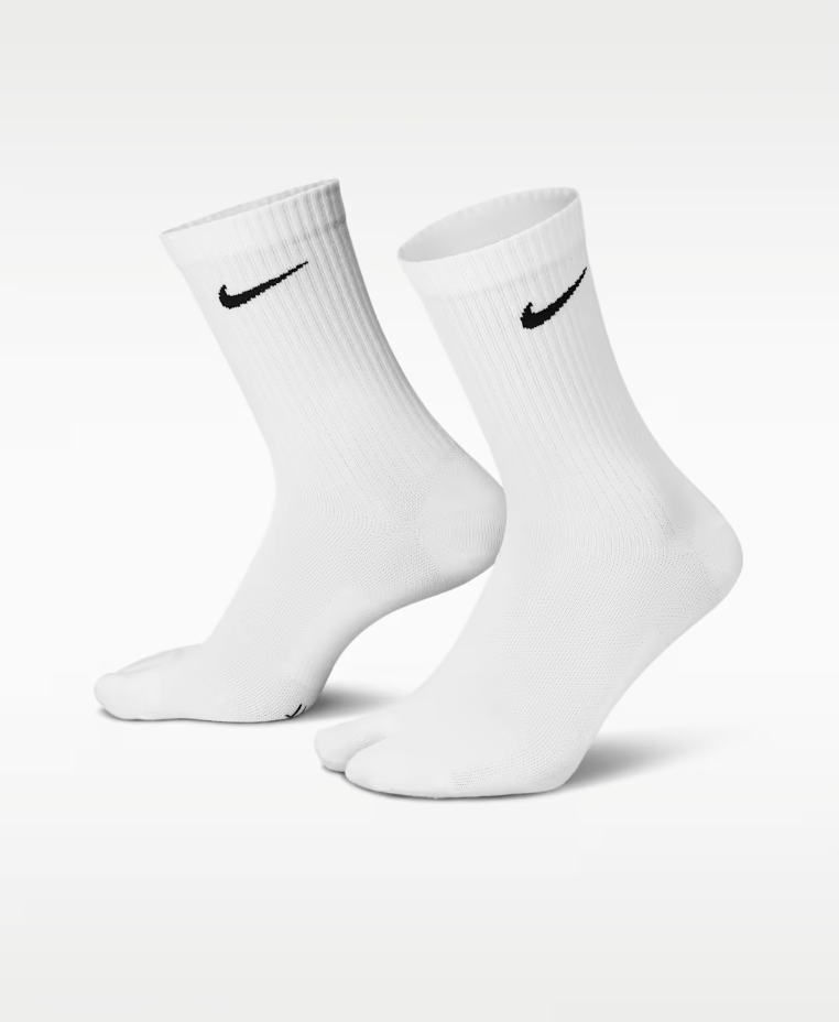 Nike Everyday Plus Lightweight Crew Socks for Men & Women, Cushioned Comfort Sports Socks, Breathable Everyday Essentials, Gym & Streetwear Must-Have,White