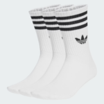 Adidas 3-Stripes Crew Socks 3 Pairs, Unisex Cushioned Sports Socks, Everyday Comfort Fit, Gym & Casual Streetwear Essentials, Trending UK TikTok Style,WHite 3Pairs