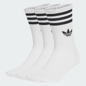 Adidas 3-Stripes Crew Socks 3 Pairs, Unisex Cushioned Sports Socks, Everyday Comfort Fit, Gym & Casual Streetwear Essentials, Trending UK TikTok Style,WHite 3Pairs