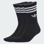 Adidas 3-Stripes Crew Socks 3 Pairs, Unisex Cushioned Sports Socks, Everyday Comfort Fit, Gym & Casual Streetwear Essentials, Trending UK TikTok Style,Black 3Pairs