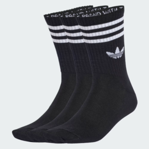 Adidas 3-Stripes Crew Socks 3 Pairs, Unisex Cushioned Sports Socks, Everyday Comfort Fit, Gym & Casual Streetwear Essentials, Trending UK TikTok Style,Black 3Pairs